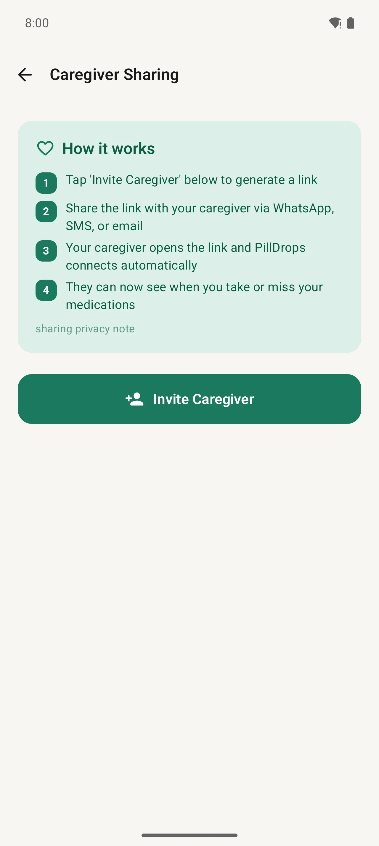 How caregiver sharing works